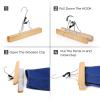 imageSONGMICS 12 Pack Wooden Pants Hangers Premium Solid Wood with NonSlip Felt Hold Pants Tightly Smooth Finish Wood Skirt Hangers with 360 Swivel Hook Natural UCRW00712NonSlip Felt