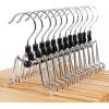 imageSONGMICS 12 Pack Wooden Pants Hangers Premium Solid Wood with NonSlip Felt Hold Pants Tightly Smooth Finish Wood Skirt Hangers with 360 Swivel Hook Natural UCRW00712NonSlip Felt