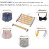 imageSONGMICS 12 Pack Wooden Pants Hangers Premium Solid Wood with NonSlip Felt Hold Pants Tightly Smooth Finish Wood Skirt Hangers with 360 Swivel Hook Natural UCRW00712With Clips