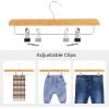 imageSONGMICS 12 Pack Wooden Pants Hangers Premium Solid Wood with NonSlip Felt Hold Pants Tightly Smooth Finish Wood Skirt Hangers with 360 Swivel Hook Natural UCRW00712With Adjustable Clips