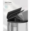 imageSONGMICS 13Gallon Dual Kitchen Trash Can 53 and 8 Gallon Compartments Garbage Can with Wing Lids Stainless Steel Soft Close Inner Buckets Metallic Silver ULTB570E50Metallic Silver