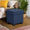 imageSONGMICS 15 Inches Cube Storage Ottoman Bedroom Bench with Storage Foot Stool with Feet Holds Up to 660 lb Dark Gray ULSF14GYZDark Blue