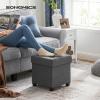imageSONGMICS 15 Inches Cube Storage Ottoman Bedroom Bench with Storage Foot Stool with Feet Holds Up to 660 lb Dark Gray ULSF14GYZDark Gray