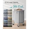 imageSONGMICS 502Gallon 190 L Laundry Basket with Wheels Rolling Round HeavyDuty Laundry Hamper Cart with Steel Frame and Removable Bag 2 Locking Wheels Cream White and Metallic Silver URLS01MZGray  Metallic Silver