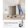 imageSONGMICS 502Gallon 190 L Laundry Basket with Wheels Rolling Round HeavyDuty Laundry Hamper Cart with Steel Frame and Removable Bag 2 Locking Wheels Cream White and Metallic Silver URLS01MZCamel Brown  Metallic Silver