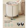 imageSONGMICS 502Gallon 190 L Laundry Basket with Wheels Rolling Round HeavyDuty Laundry Hamper Cart with Steel Frame and Removable Bag 2 Locking Wheels Cream White and Metallic Silver URLS01MZCream White  Metallic Silver