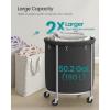 imageSONGMICS 502Gallon 190 L Laundry Basket with Wheels Rolling Round HeavyDuty Laundry Hamper Cart with Steel Frame and Removable Bag 2 Locking Wheels Cream White and Metallic Silver URLS01MZInk Black  Metallic Silver