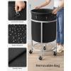 imageSONGMICS 502Gallon 190 L Laundry Basket with Wheels Rolling Round HeavyDuty Laundry Hamper Cart with Steel Frame and Removable Bag 2 Locking Wheels Cream White and Metallic Silver URLS01MZInk Black  Metallic Silver