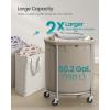 imageSONGMICS 502Gallon 190 L Laundry Basket with Wheels Rolling Round HeavyDuty Laundry Hamper Cart with Steel Frame and Removable Bag 2 Locking Wheels Cream White and Metallic Silver URLS01MZCamel Brown  Metallic Silver