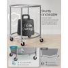 imageSONGMICS 502Gallon 190 L Laundry Basket with Wheels Rolling Round HeavyDuty Laundry Hamper Cart with Steel Frame and Removable Bag 2 Locking Wheels Cream White and Metallic Silver URLS01MZGray  Metallic Silver
