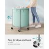 imageSONGMICS 502Gallon 190 L Laundry Basket with Wheels Rolling Round HeavyDuty Laundry Hamper Cart with Steel Frame and Removable Bag 2 Locking Wheels Cream White and Metallic Silver URLS01MZMint Green  Metallic Silver