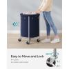imageSONGMICS 502Gallon 190 L Laundry Basket with Wheels Rolling Round HeavyDuty Laundry Hamper Cart with Steel Frame and Removable Bag 2 Locking Wheels Cream White and Metallic Silver URLS01MZCharcoal Blue  Metallic Silver