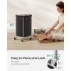 imageSONGMICS 502Gallon 190 L Laundry Basket with Wheels Rolling Round HeavyDuty Laundry Hamper Cart with Steel Frame and Removable Bag 2 Locking Wheels Cream White and Metallic Silver URLS01MZInk Black  Metallic Silver