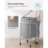 imageSONGMICS 502Gallon 190 L Laundry Basket with Wheels Rolling Round HeavyDuty Laundry Hamper Cart with Steel Frame and Removable Bag 2 Locking Wheels Cream White and Metallic Silver URLS01MZGray  Metallic Silver