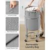 imageSONGMICS 502Gallon 190 L Laundry Basket with Wheels Rolling Round HeavyDuty Laundry Hamper Cart with Steel Frame and Removable Bag 2 Locking Wheels Cream White and Metallic Silver URLS01MZGray  Metallic Silver