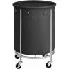 imageSONGMICS 502Gallon 190 L Laundry Basket with Wheels Rolling Round HeavyDuty Laundry Hamper Cart with Steel Frame and Removable Bag 2 Locking Wheels Cream White and Metallic Silver URLS01MZInk Black  Metallic Silver