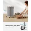 imageSONGMICS 502Gallon 190 L Laundry Basket with Wheels Rolling Round HeavyDuty Laundry Hamper Cart with Steel Frame and Removable Bag 2 Locking Wheels Cream White and Metallic Silver URLS01MZGray  Metallic Silver