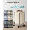 imageSONGMICS 502Gallon 190 L Laundry Basket with Wheels Rolling Round HeavyDuty Laundry Hamper Cart with Steel Frame and Removable Bag 2 Locking Wheels Cream White and Metallic Silver URLS01MZCream White  Metallic Silver