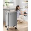 imageSONGMICS 502Gallon 190 L Laundry Basket with Wheels Rolling Round HeavyDuty Laundry Hamper Cart with Steel Frame and Removable Bag 2 Locking Wheels Cream White and Metallic Silver URLS01MZGray  Metallic Silver