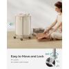 imageSONGMICS 502Gallon 190 L Laundry Basket with Wheels Rolling Round HeavyDuty Laundry Hamper Cart with Steel Frame and Removable Bag 2 Locking Wheels Cream White and Metallic Silver URLS01MZCream White  Metallic Silver