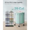 imageSONGMICS 502Gallon 190 L Laundry Basket with Wheels Rolling Round HeavyDuty Laundry Hamper Cart with Steel Frame and Removable Bag 2 Locking Wheels Cream White and Metallic Silver URLS01MZMint Green  Metallic Silver