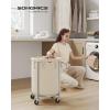imageSONGMICS 502Gallon 190 L Laundry Basket with Wheels Rolling Round HeavyDuty Laundry Hamper Cart with Steel Frame and Removable Bag 2 Locking Wheels Cream White and Metallic Silver URLS01MZCream White  Metallic Silver