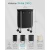 imageSONGMICS 502Gallon 190 L Laundry Basket with Wheels Rolling Round HeavyDuty Laundry Hamper Cart with Steel Frame and Removable Bag 2 Locking Wheels Cream White and Metallic Silver URLS01MZInk Black  Metallic Silver