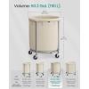 imageSONGMICS 502Gallon 190 L Laundry Basket with Wheels Rolling Round HeavyDuty Laundry Hamper Cart with Steel Frame and Removable Bag 2 Locking Wheels Cream White and Metallic Silver URLS01MZCream White  Metallic Silver