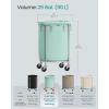 imageSONGMICS 502Gallon 190 L Laundry Basket with Wheels Rolling Round HeavyDuty Laundry Hamper Cart with Steel Frame and Removable Bag 2 Locking Wheels Cream White and Metallic Silver URLS01MZMint Green  Metallic Silver