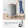 imageSONGMICS 502Gallon 190 L Laundry Basket with Wheels Rolling Round HeavyDuty Laundry Hamper Cart with Steel Frame and Removable Bag 2 Locking Wheels Cream White and Metallic Silver URLS01MZGray  Metallic Silver