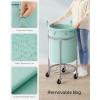 imageSONGMICS 502Gallon 190 L Laundry Basket with Wheels Rolling Round HeavyDuty Laundry Hamper Cart with Steel Frame and Removable Bag 2 Locking Wheels Cream White and Metallic Silver URLS01MZMint Green  Metallic Silver