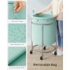 imageSONGMICS 502Gallon 190 L Laundry Basket with Wheels Rolling Round HeavyDuty Laundry Hamper Cart with Steel Frame and Removable Bag 2 Locking Wheels Cream White and Metallic Silver URLS01MZMint Green  Metallic Silver