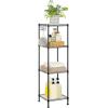 imageSONGMICS 5Tier Bathroom Shelf Storage Rack for Small Space with 5 PP Shelf Liners Removable Hook Extendable Design Ink Black and Rustic Brown ULGR023B02Ink Black  Translucent