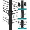 imageSONGMICS 5Tier Bathroom Shelf Storage Rack for Small Space with 5 PP Shelf Liners Removable Hook Extendable Design Ink Black and Rustic Brown ULGR023B02Ink Black  Translucent