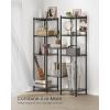 imageSONGMICS 5Tier Bathroom Shelf Storage Rack for Small Space with 5 PP Shelf Liners Removable Hook Extendable Design Ink Black and Rustic Brown ULGR023B02Ink Black  Translucent