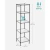 imageSONGMICS 5Tier Bathroom Shelf Storage Rack for Small Space with 5 PP Shelf Liners Removable Hook Extendable Design Ink Black and Rustic Brown ULGR023B02Ink Black  Translucent