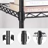 imageSONGMICS 5Tier Bathroom Shelf Storage Rack for Small Space with 5 PP Shelf Liners Removable Hook Extendable Design Ink Black and Rustic Brown ULGR023B02Ink Black  Translucent