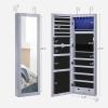 imageSONGMICS 6 LEDs Mirror Jewelry Cabinet 472Inch Tall Lockable Wall or Door Mounted Jewelry Armoire Organizer with Mirror 2 Drawers 39 x 146 x 472 Inches White UJJC93WGray