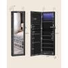 imageSONGMICS 6 LEDs Mirror Jewelry Cabinet 472Inch Tall Lockable Wall or Door Mounted Jewelry Armoire Organizer with Mirror 2 Drawers 39 x 146 x 472 Inches White UJJC93WBlack