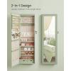 imageSONGMICS 6 LEDs Mirror Jewelry Cabinet 472Inch Tall Lockable Wall or Door Mounted Jewelry Armoire Organizer with Mirror 2 Drawers 39 x 146 x 472 Inches White UJJC93WLaurel Green