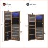 imageSONGMICS 6 LEDs Mirror Jewelry Cabinet 472Inch Tall Lockable Wall or Door Mounted Jewelry Armoire Organizer with Mirror 2 Drawers 39 x 146 x 472 Inches White UJJC93WRustic Brown