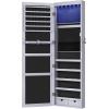 imageSONGMICS 6 LEDs Mirror Jewelry Cabinet 472Inch Tall Lockable Wall or Door Mounted Jewelry Armoire Organizer with Mirror 2 Drawers 39 x 146 x 472 Inches White UJJC93WGray