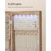 imageSONGMICS 6 LEDs Mirror Jewelry Cabinet 472Inch Tall Lockable Wall or Door Mounted Jewelry Armoire Organizer with Mirror 2 Drawers 39 x 146 x 472 Inches White UJJC93WToasted Oak Color