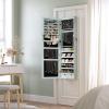 imageSONGMICS 6 LEDs Mirror Jewelry Cabinet 472Inch Tall Lockable Wall or Door Mounted Jewelry Armoire Organizer with Mirror 2 Drawers 39 x 146 x 472 Inches White UJJC93WRustic Green
