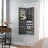 imageSONGMICS 6 LEDs Mirror Jewelry Cabinet 472Inch Tall Lockable Wall or Door Mounted Jewelry Armoire Organizer with Mirror 2 Drawers 39 x 146 x 472 Inches White UJJC93WRustic Blue