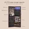 imageSONGMICS 6 LEDs Mirror Jewelry Cabinet 472Inch Tall Lockable Wall or Door Mounted Jewelry Armoire Organizer with Mirror 2 Drawers 39 x 146 x 472 Inches White UJJC93WBrown