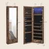 imageSONGMICS 6 LEDs Mirror Jewelry Cabinet 472Inch Tall Lockable Wall or Door Mounted Jewelry Armoire Organizer with Mirror 2 Drawers 39 x 146 x 472 Inches White UJJC93WRustic Brown
