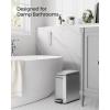 imageSONGMICS Bathroom Trash Can 13 Gallon 5 L Small Trash Bin with Lid Slim for Small Spaces Stainless Steel Garbage Can Soft Close White ULTB560W05Silver