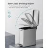 imageSONGMICS Bathroom Trash Can 13 Gallon 5 L Small Trash Bin with Lid Slim for Small Spaces Stainless Steel Garbage Can Soft Close White ULTB560W05Silver