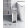 imageSONGMICS Bathroom Trash Can 13 Gallon 5 L Small Trash Bin with Lid Slim for Small Spaces Stainless Steel Garbage Can Soft Close White ULTB560W05Silver
